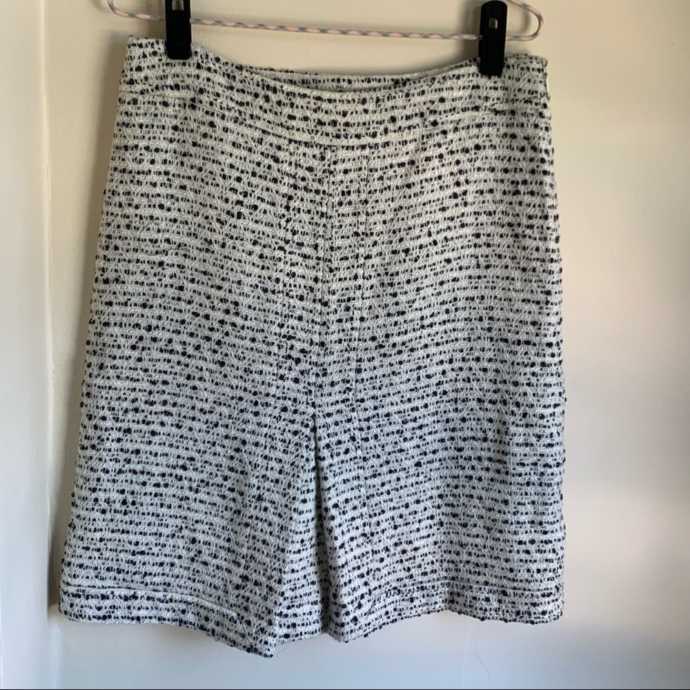 Tory Burch Tweed A-Line Boucle Skirt White Black Sz 10